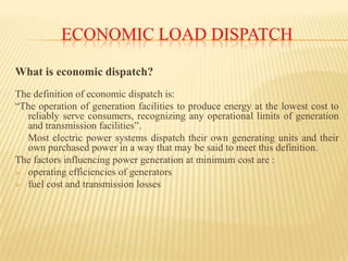Economic Disptch Example Project on economic load dispatch | PPTX