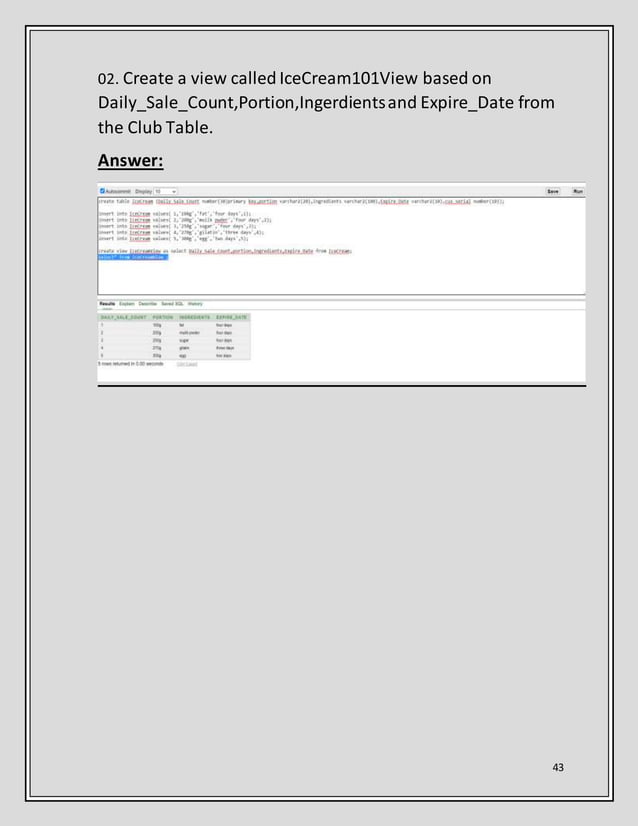 Project on ice cream parlour management system
