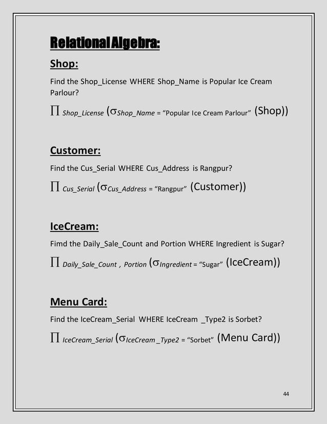 Project on ice cream parlour management system