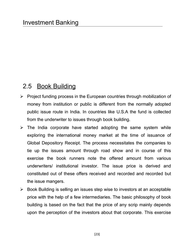 Project on investment banking PDF