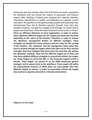 Project on marketing strategies of pizza hut and dominos | DOC