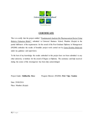 Project on pharmaceutical industry