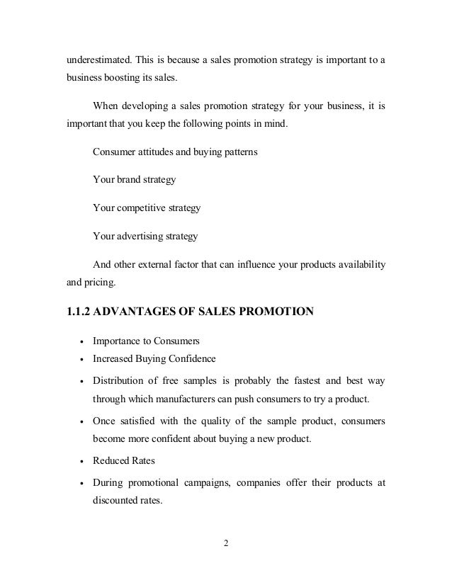 Sales promotion thesis report