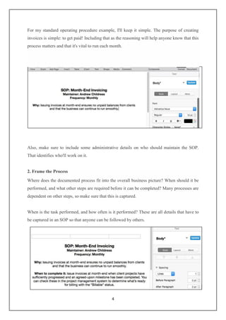 Sop Invoice Examples Project on sop part 2 | PDF