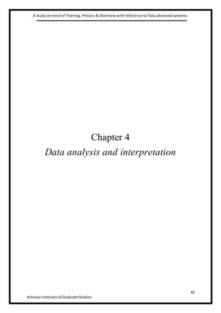 A study on need of Training, Process & Overview with reference to Tata advanced systems.
42
Acharya Institutesof Graduate Studies
Chapter 4
Data analysis and interpretation
 