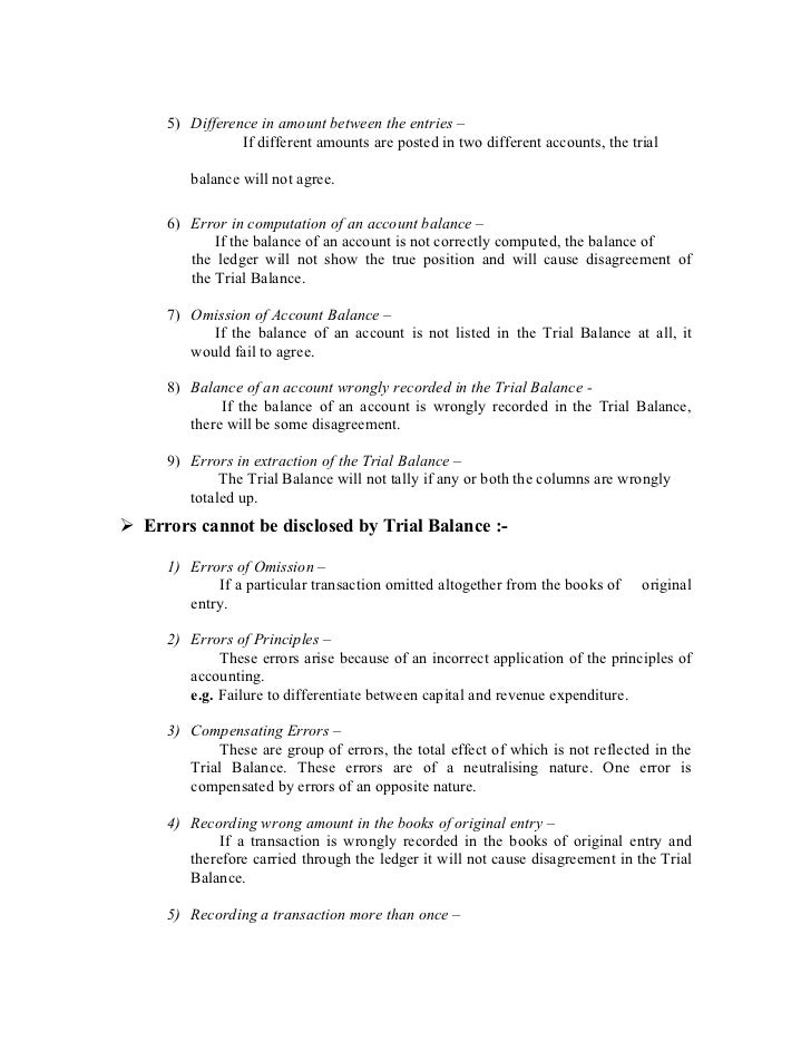 project on trial balance