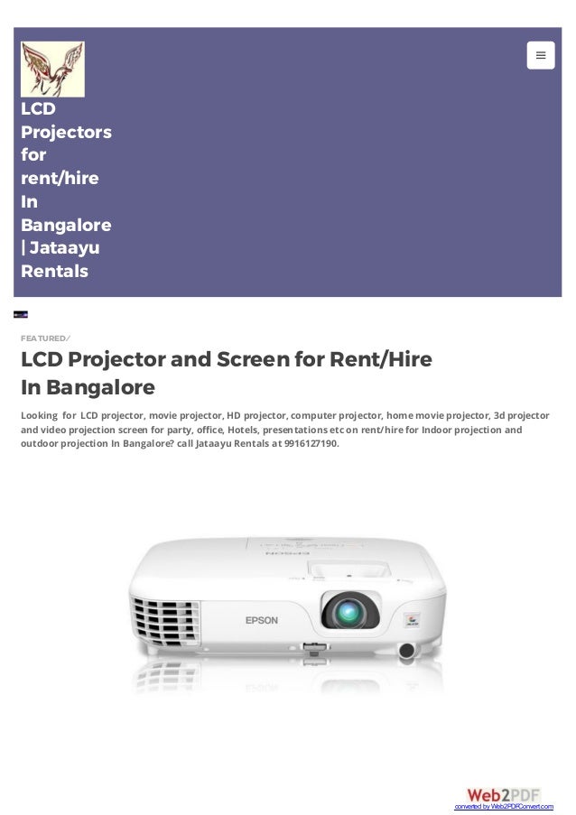 Projector for rent in bangalore Jataayu Rentals