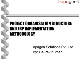 PROJECT ORGANISATION STRUCTURE
AND ERP IMPLEMENTATION
METHODOLOGY
Apagen Solutions Pvt. Ltd.
By: Gaurav Kumar
 