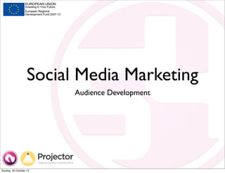 Social Media Marketing
Audience Development
Sunday, 20 October 13
 