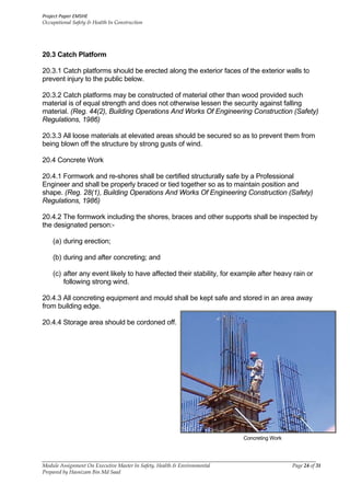 Project Paper OSH in Construction | PDF