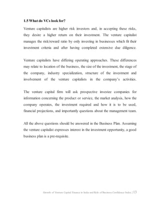 Vc Research Example Research Project Report on Growth of Venture Capital Finance in India ...