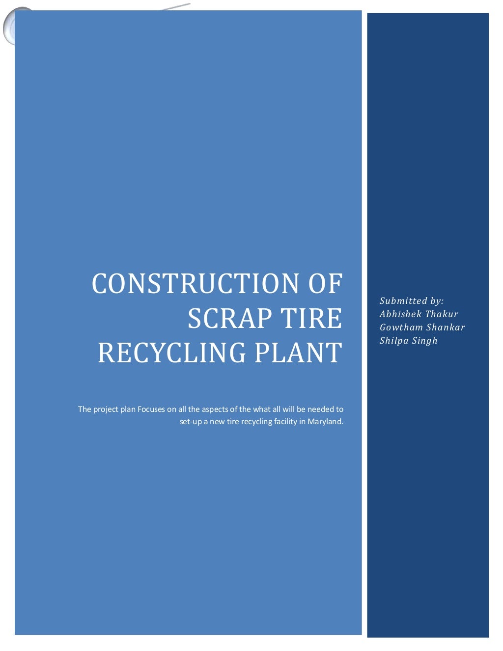 tyre recycling plant business plan