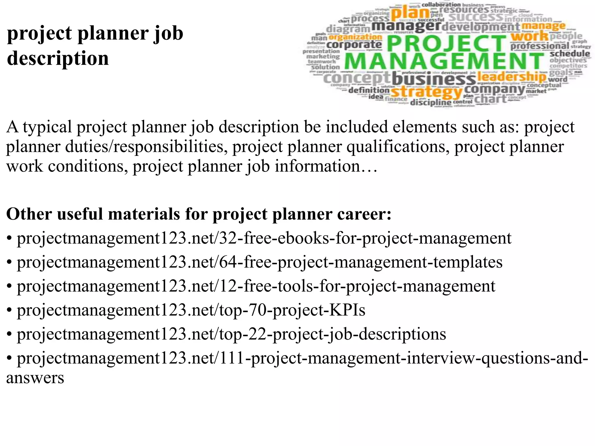 Project planner job description ppt