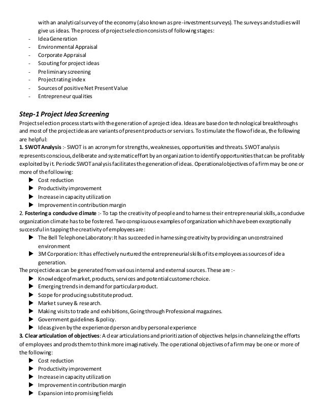 Project planning and analysis