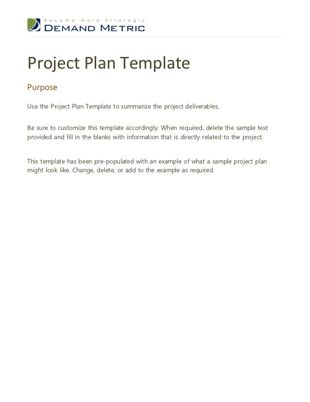 sample project plan document