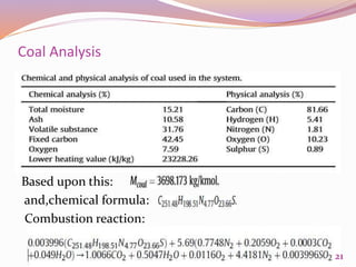 Coal Analysis
Based upon this:
and,chemical formula:
Combustion reaction:
21
 