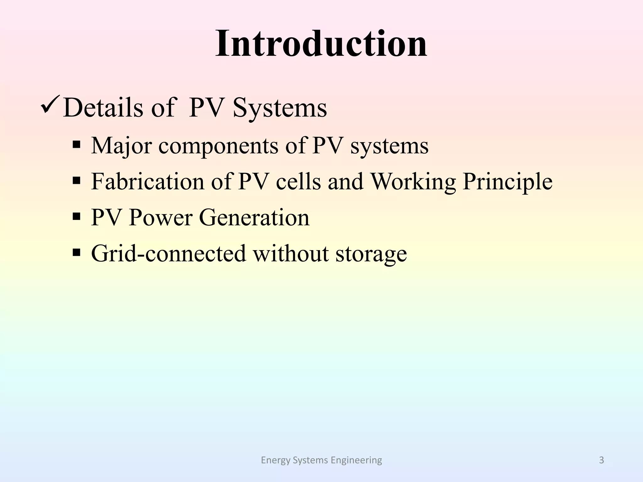 Study of Large Scale Grid interactive Solar PV power plant | PPTX