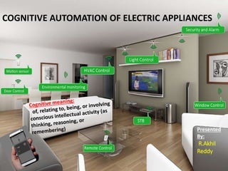 COGNITIVE AUTOMATION OF ELECTRIC APPLIANCES
Presented
By:
R.Akhil
Reddy
 
