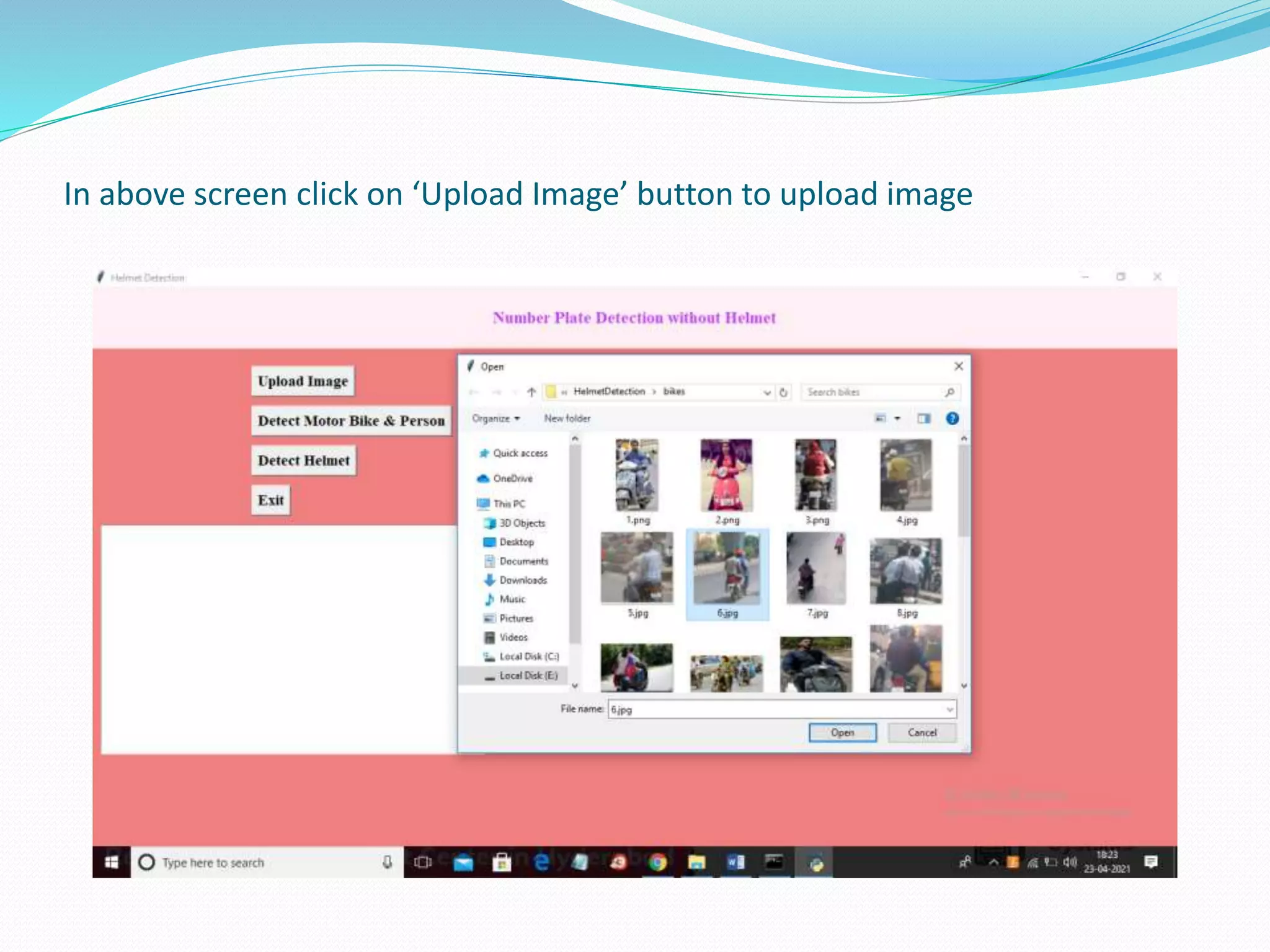 In above screen click on ‘Upload Image’ button to upload image
 