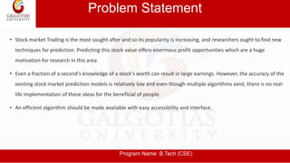 Problem Statement Stock stock market prediction and analysis using python | PPTX