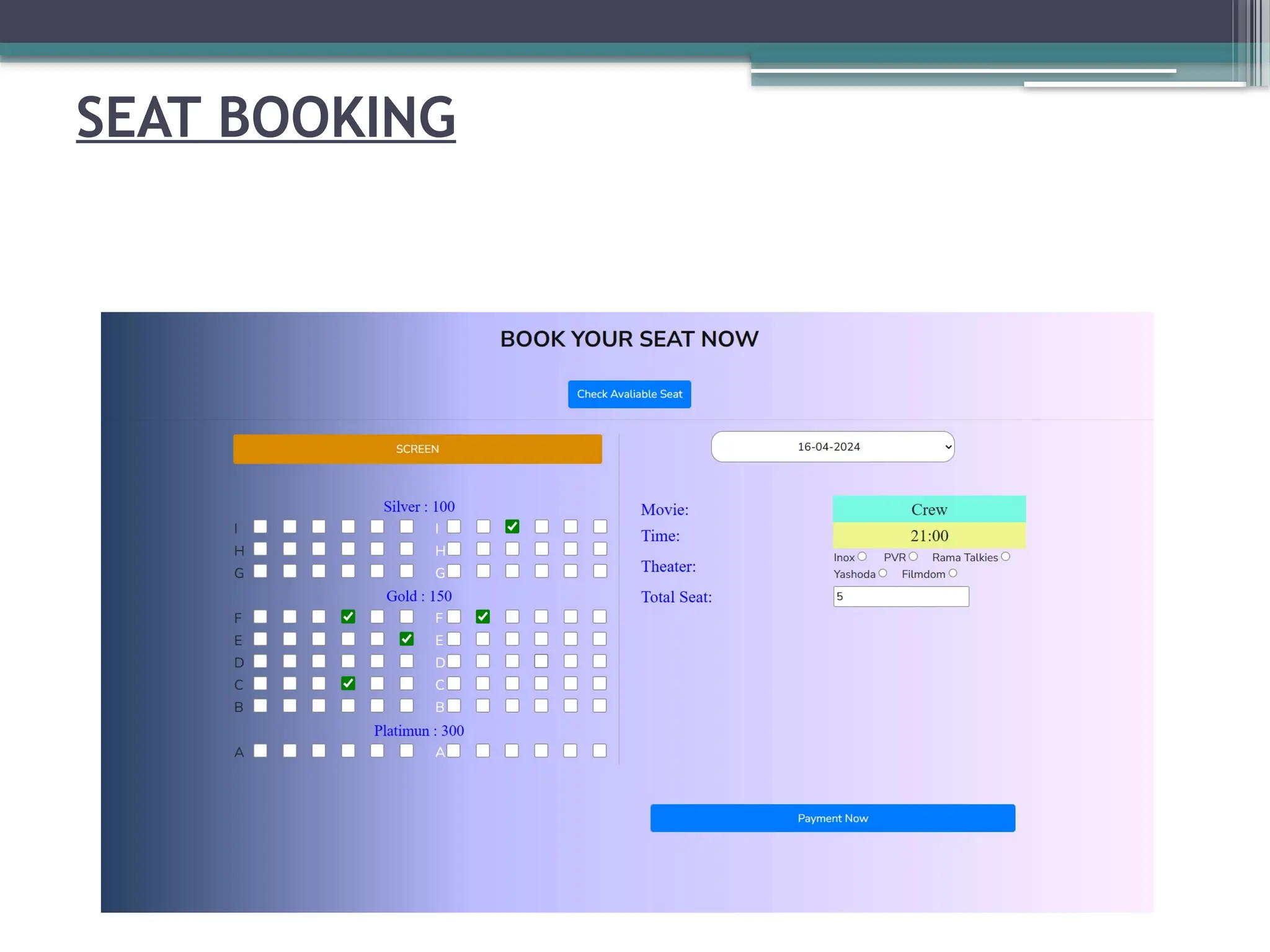 SEAT BOOKING
 
