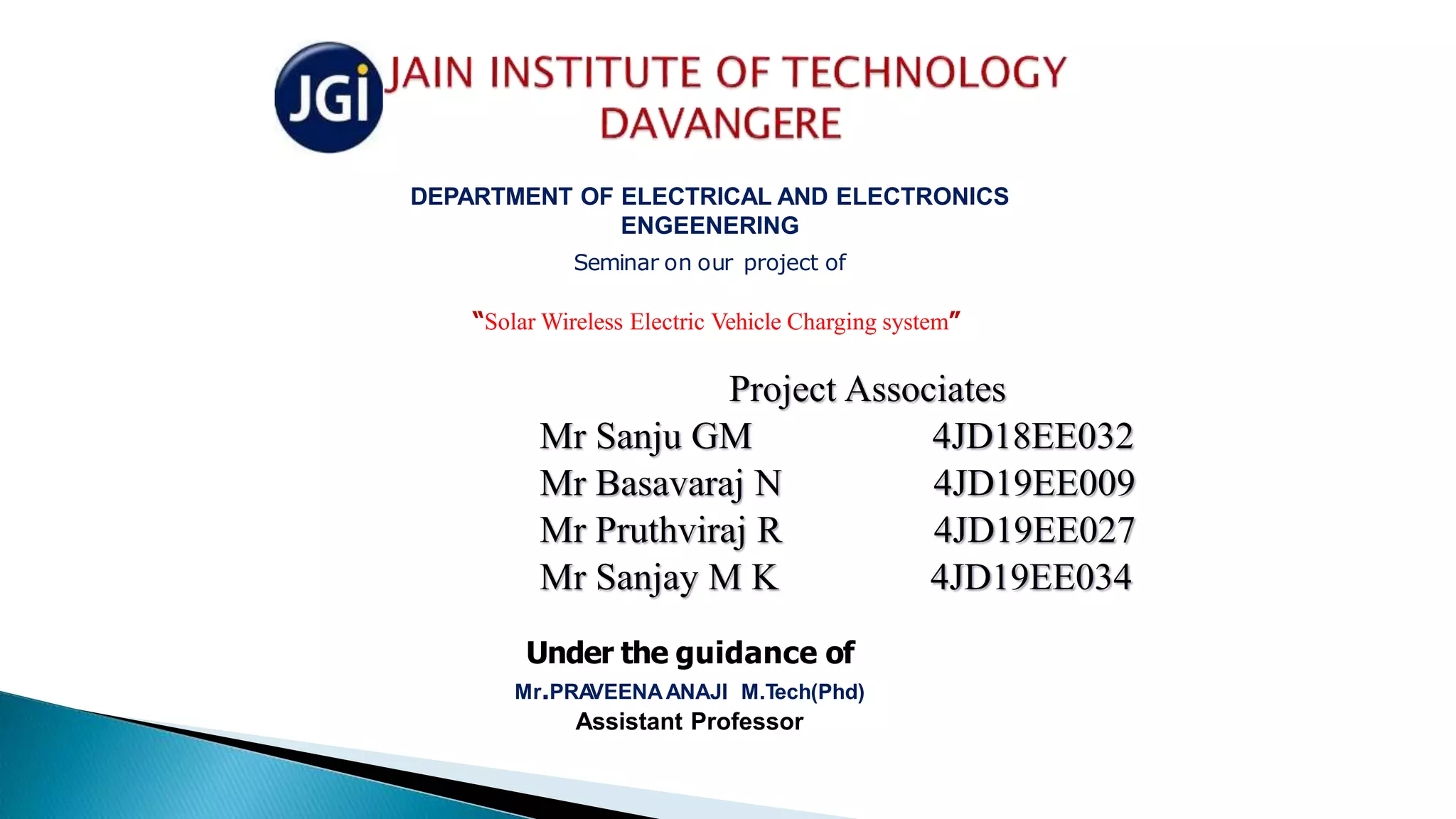 Solar Wireless electrical vehicle Charging System PPT