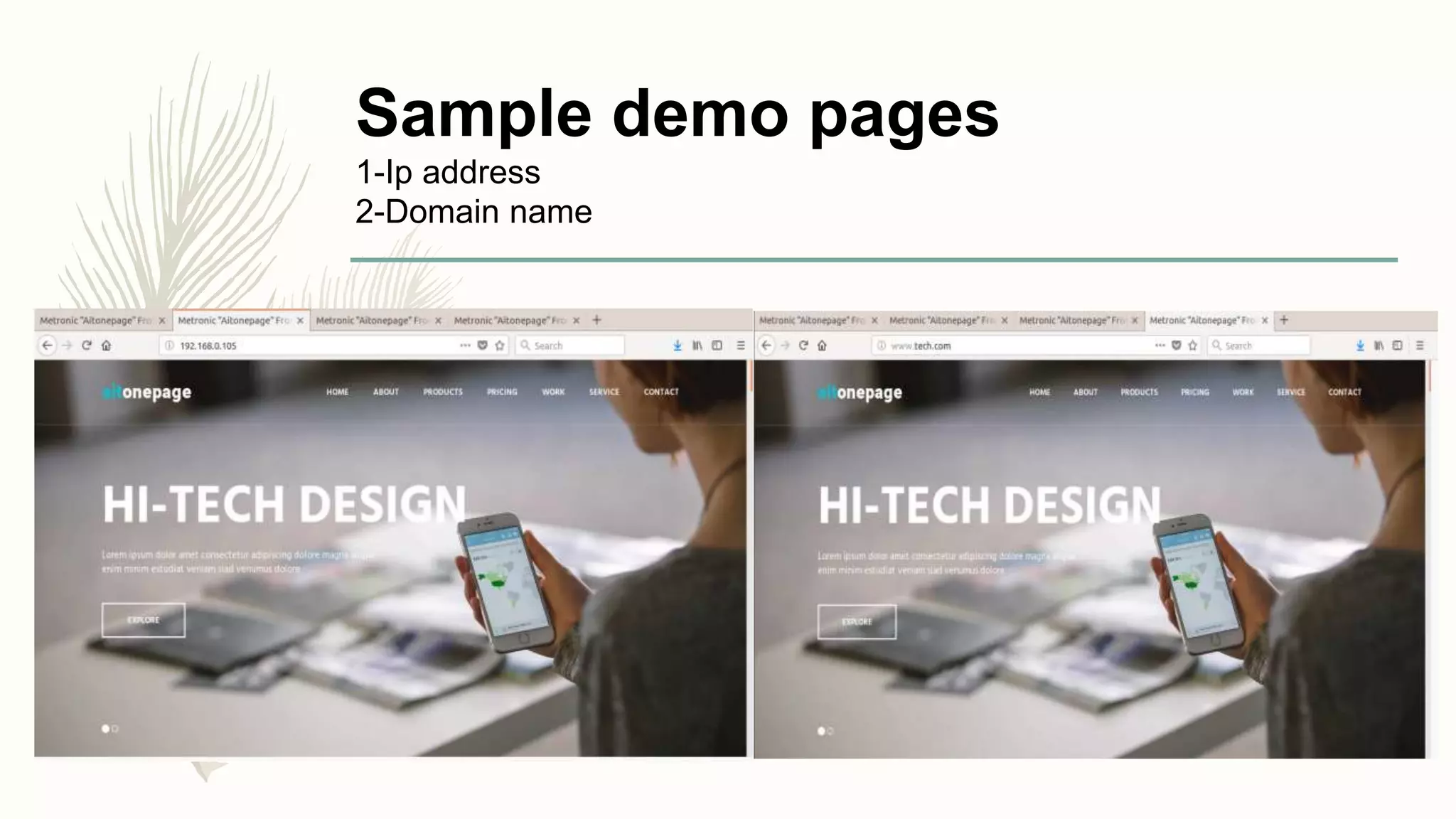 Sample demo pages
1-Ip address
2-Domain name
 