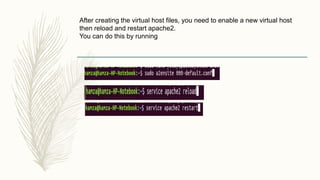 After creating the virtual host files, you need to enable a new virtual host
then reload and restart apache2.
You can do this by running
 