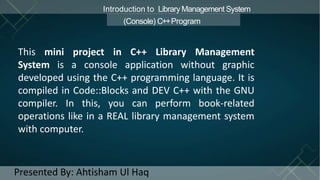 Library Management System ppt | PPTX | Programming Languages | Computing