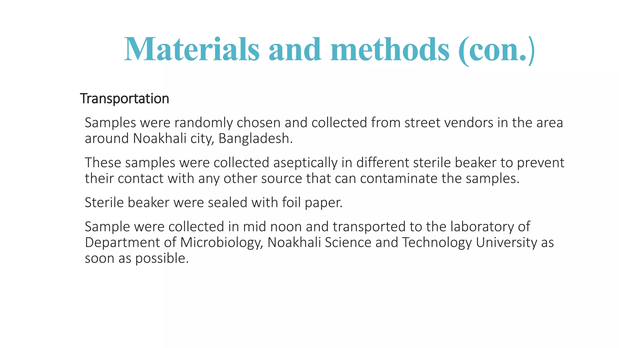 Isolation , Identification and Enumeration of Bacteria from Street Food ...