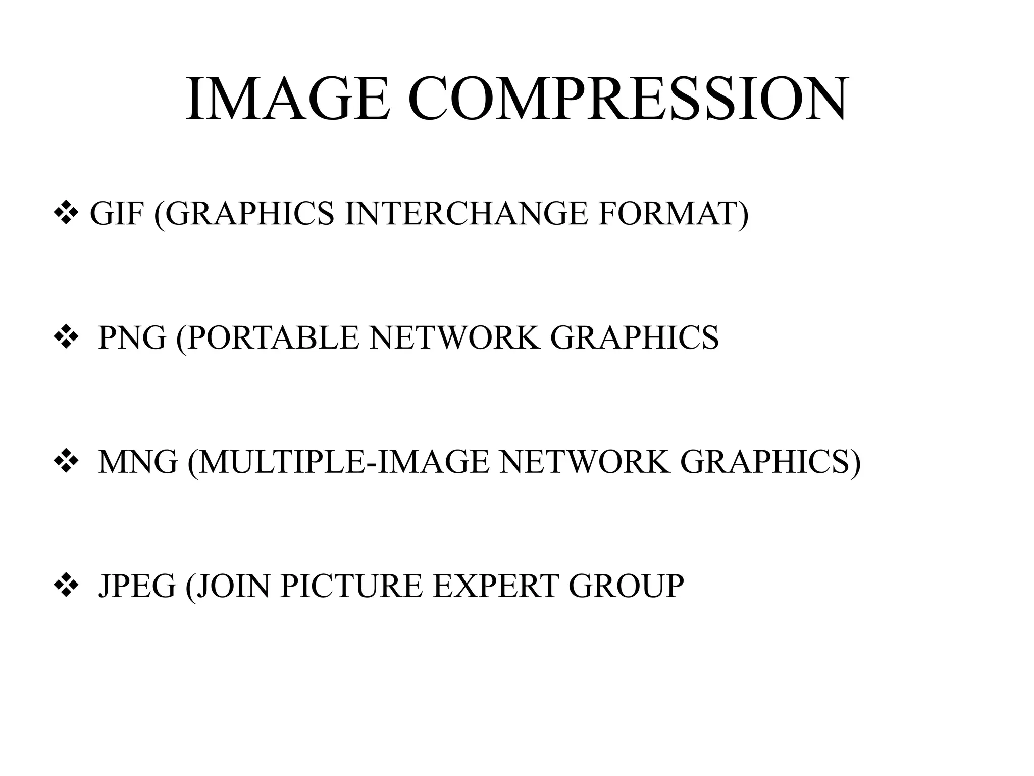 Provides Different image formats