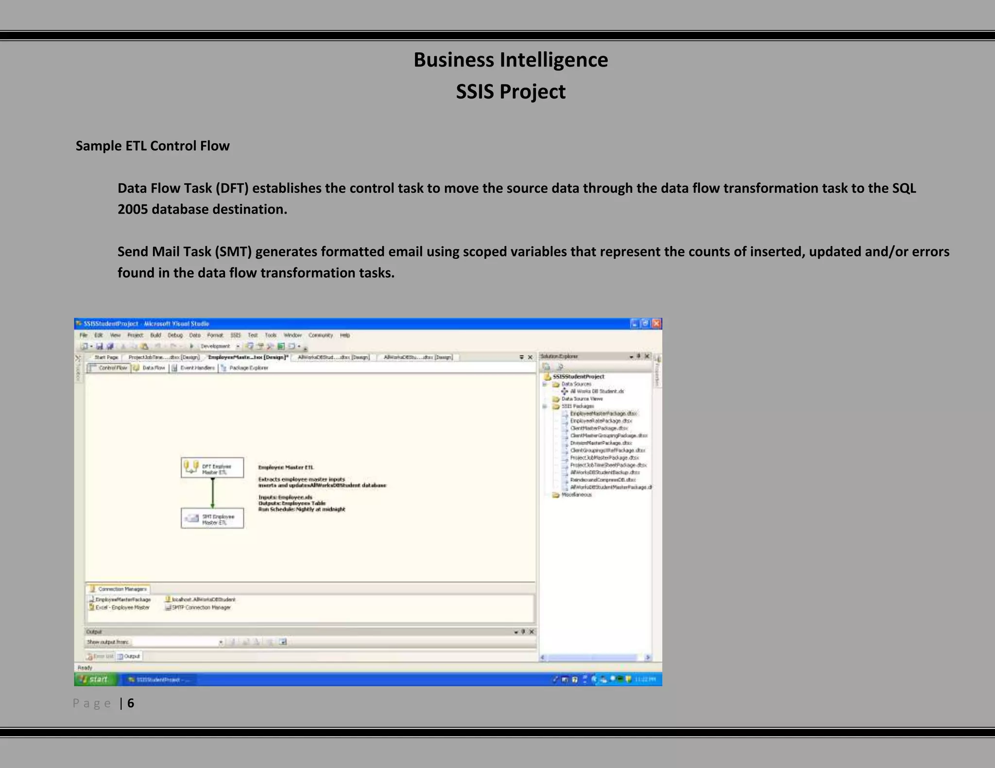 The final SQL 2005 database will be used to source a  Analysis Services  (SSAS) solution that will support the development of custom data views of the database, and setup of a series of cubes, dimensions and key point indicators(KPIs) to analyze measures.  Source Data DescriptionsC:\SetFocusBISourceData\Employees.XLS