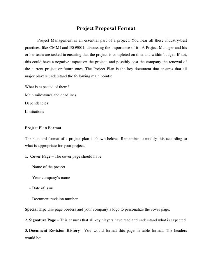 Project proposal report example