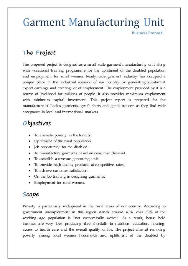 garment stitching unit business plan