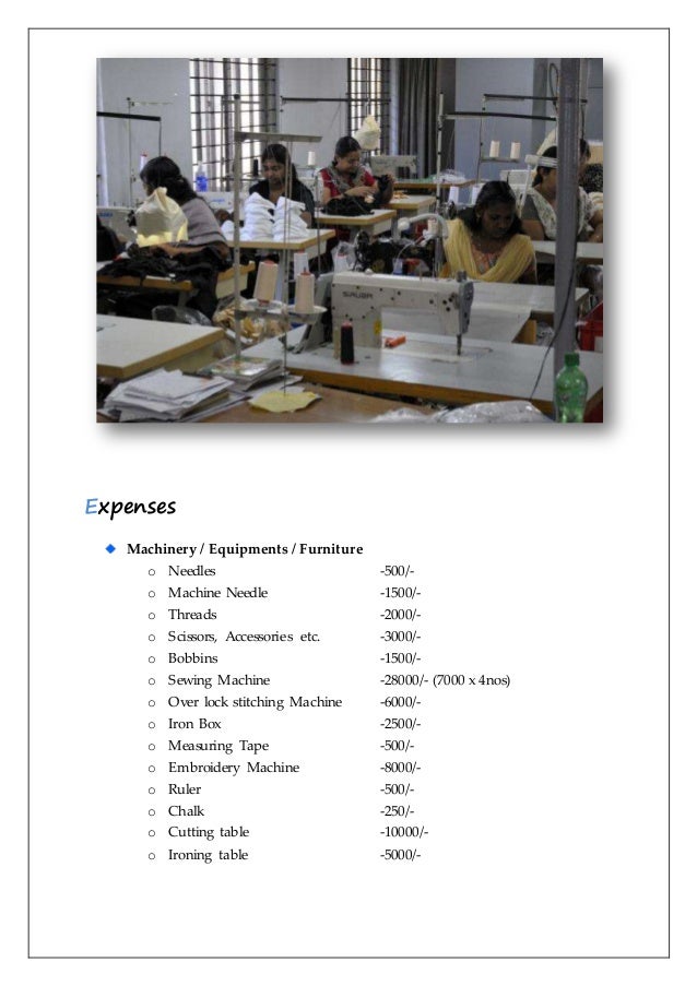 Project proposal for stitching unit