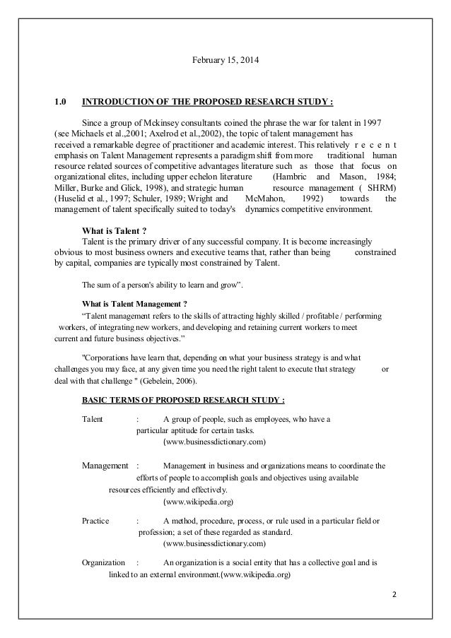 Research proposal format business