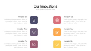Our Innovations
Your great subtitle write here
Innovation Two
Lorem Ipsum is simply dummy text of the
printing and industry. Lorem Ipsum has
been the dummy text to
Innovation One
Lorem Ipsum is simply dummy text of the
printing and industry. Lorem Ipsum has
been the dummy text to
Innovation Four
Lorem Ipsum is simply dummy text of the
printing and industry. Lorem Ipsum has
been the dummy text to
Innovation Three
Lorem Ipsum is simply dummy text of the
printing and industry. Lorem Ipsum has
been the dummy text to
Innovation Six
Lorem Ipsum is simply dummy text of the
printing and industry. Lorem Ipsum has
been the dummy text to
Innovation Five
Lorem Ipsum is simply dummy text of the
printing and industry. Lorem Ipsum has
been the dummy text to
 