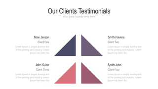 Our Clients Testimonials
Your great subtitle write here
Smith Havens
Client Two
Lorem Ipsum is simply dummy text
of the printing and industry. Lorem
Ipsum has been the
Smith John
Client Four
Lorem Ipsum is simply dummy text
of the printing and industry. Lorem
Ipsum has been the
Maxi Janson
Client One
Lorem Ipsum is simply dummy text
of the printing and industry. Lorem
Ipsum has been the
John Suiter
Client Three
Lorem Ipsum is simply dummy text
of the printing and industry. Lorem
Ipsum has been the
 