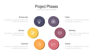Project Phases
Your great subtitle write here
Business Idea
Lorem Ipsum is simply dummy text of the
has been the dummy text to
Services
Lorem Ipsum is simply dummy text
of the dummy text to
Customers
Lorem Ipsum is simply dummy text of the
has been the dummy text to
Project
Lorem Ipsum is simply dummy text of the
has been the dummy text to
Marketing
Lorem Ipsum is simply dummy text
of the dummy text to
Analysis
Lorem Ipsum is simply dummy text of the
has been the dummy text to
 
