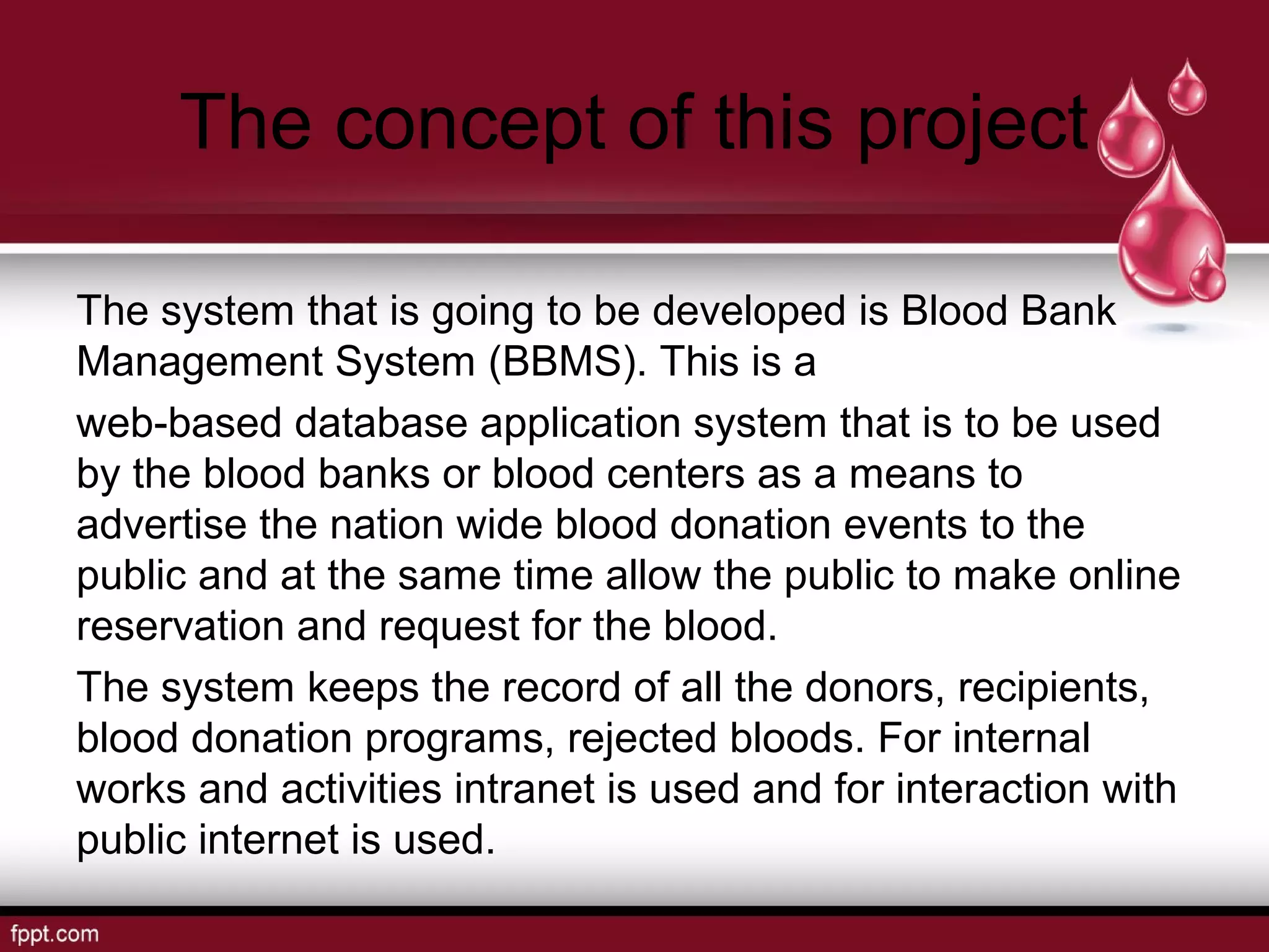Project proposal presentation(blood bank management system) | PPT