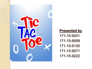 Solved Summary The term project Tic-Tac-Toe will be