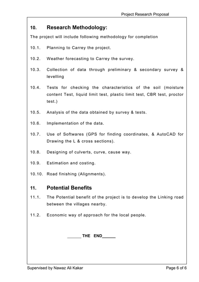 Project Research Proposal Design Of 4 5km Road
