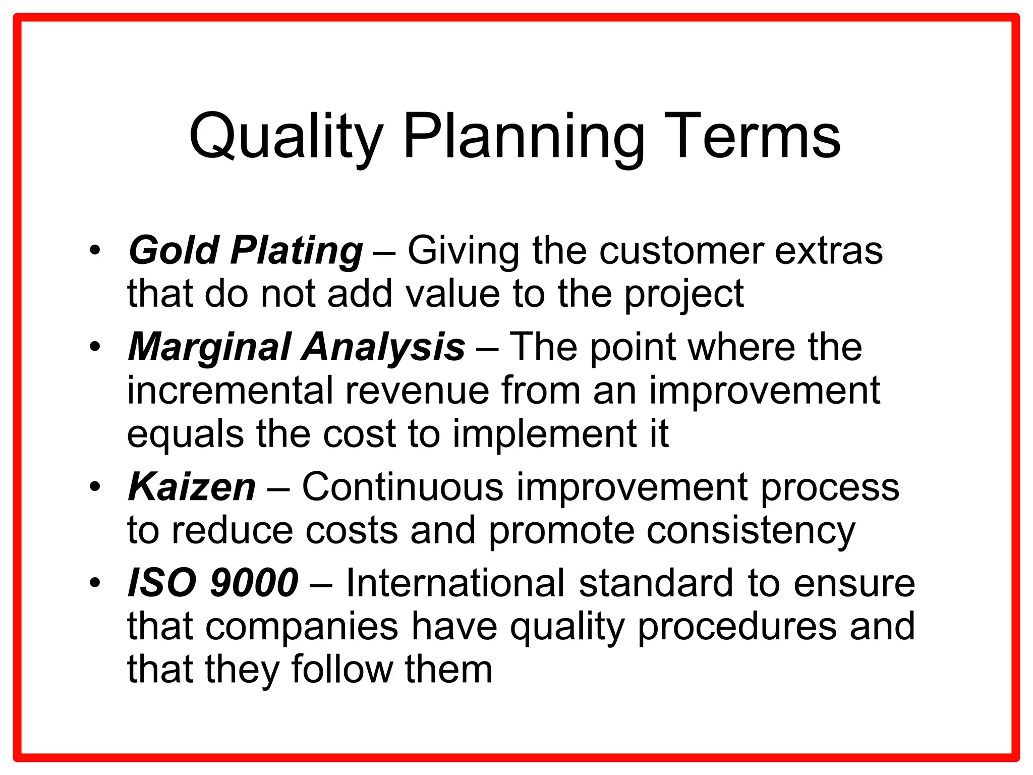 Project Quality management