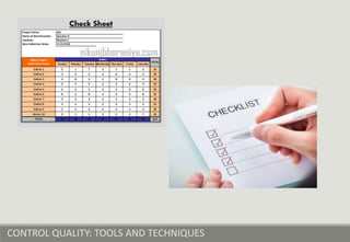 CONTROL QUALITY: TOOLS AND TECHNIQUES
 
