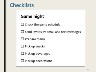 Checklists
33
 