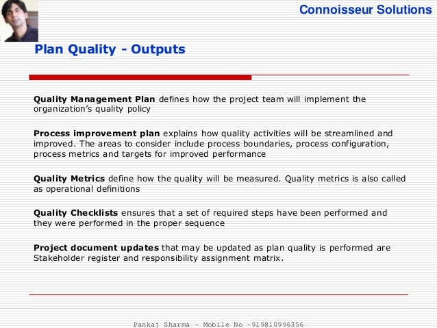 Project Quality Management Plan Template Pmbok