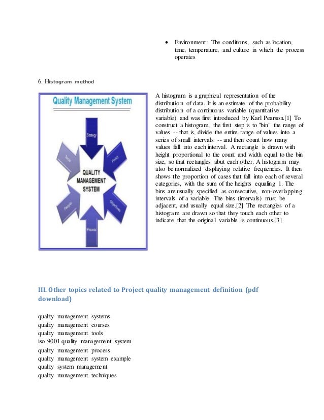 Project quality management definition Project quality management definition