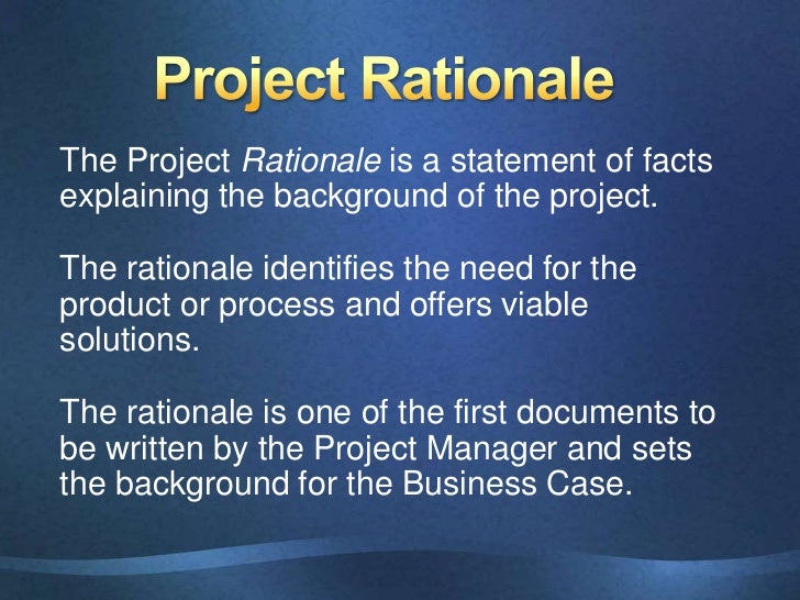 Rationale research proposal