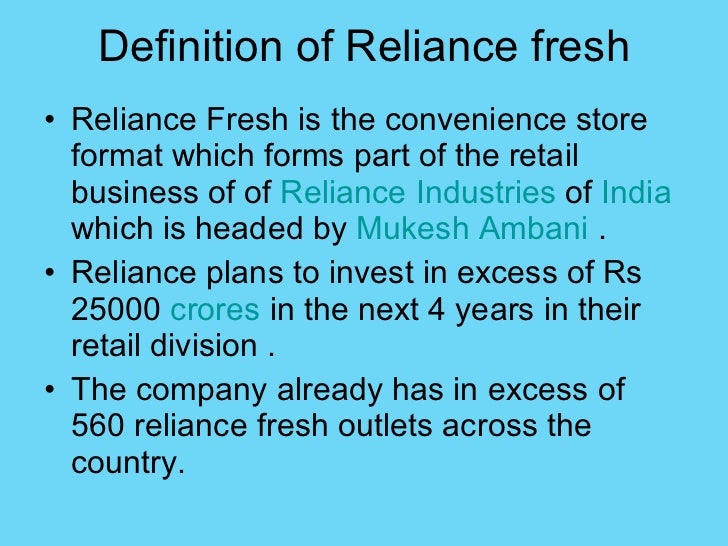 Project reliance fresh