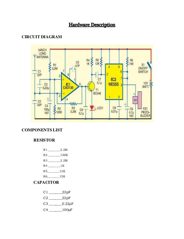 Project Report Of Cell Phone Detector Circuit